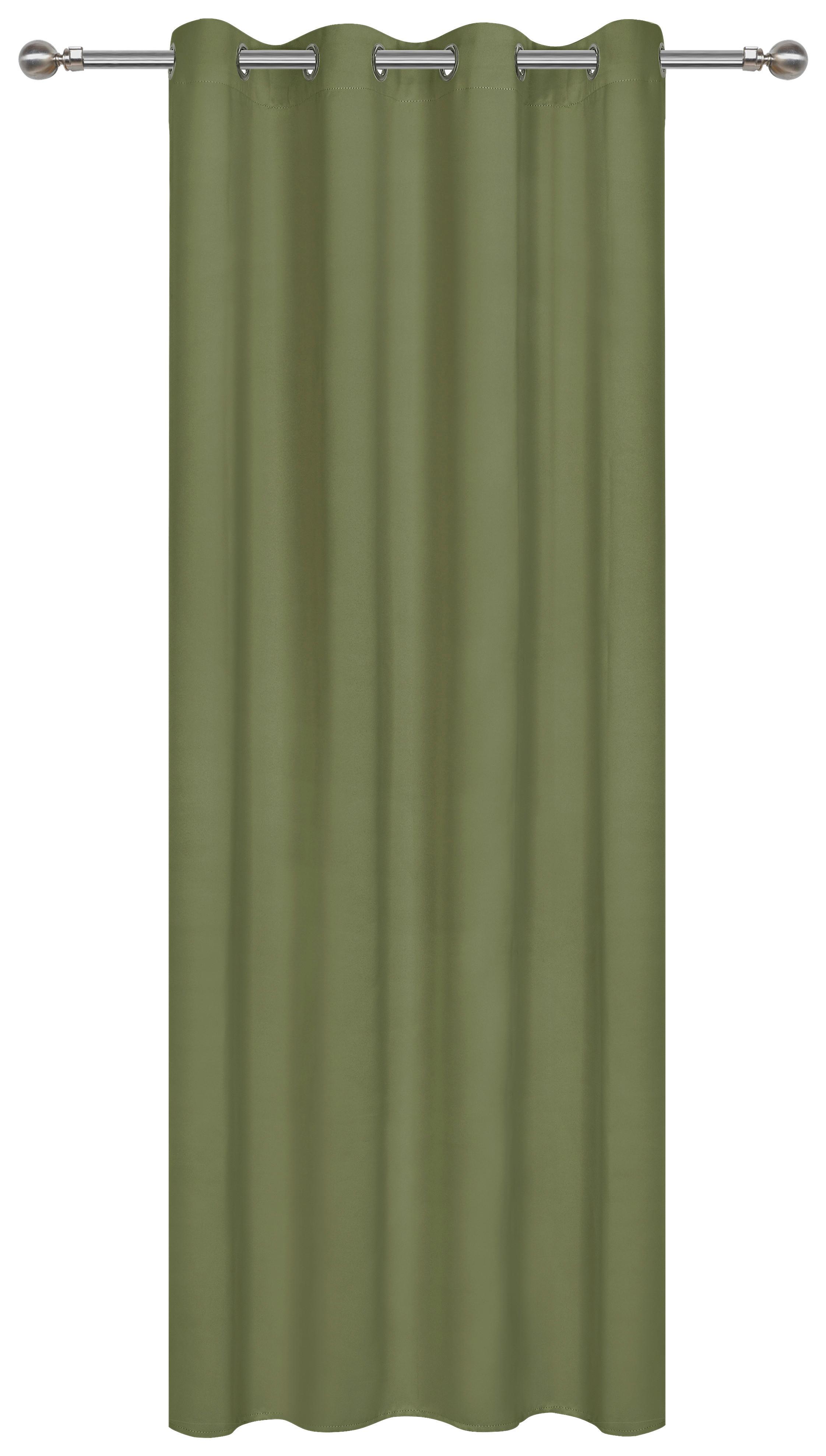 Vorhang Mit Ösen Elma B: 140cm, Olivgrün - Olivgrün, ROMANTIK / LANDHAUS, Textil (140/245cm) - James Wood
