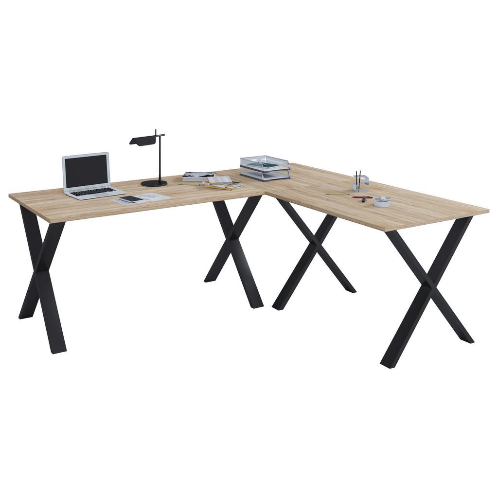 Eckschreibtisch Lona 130x130 cm Schwarz/Eiche