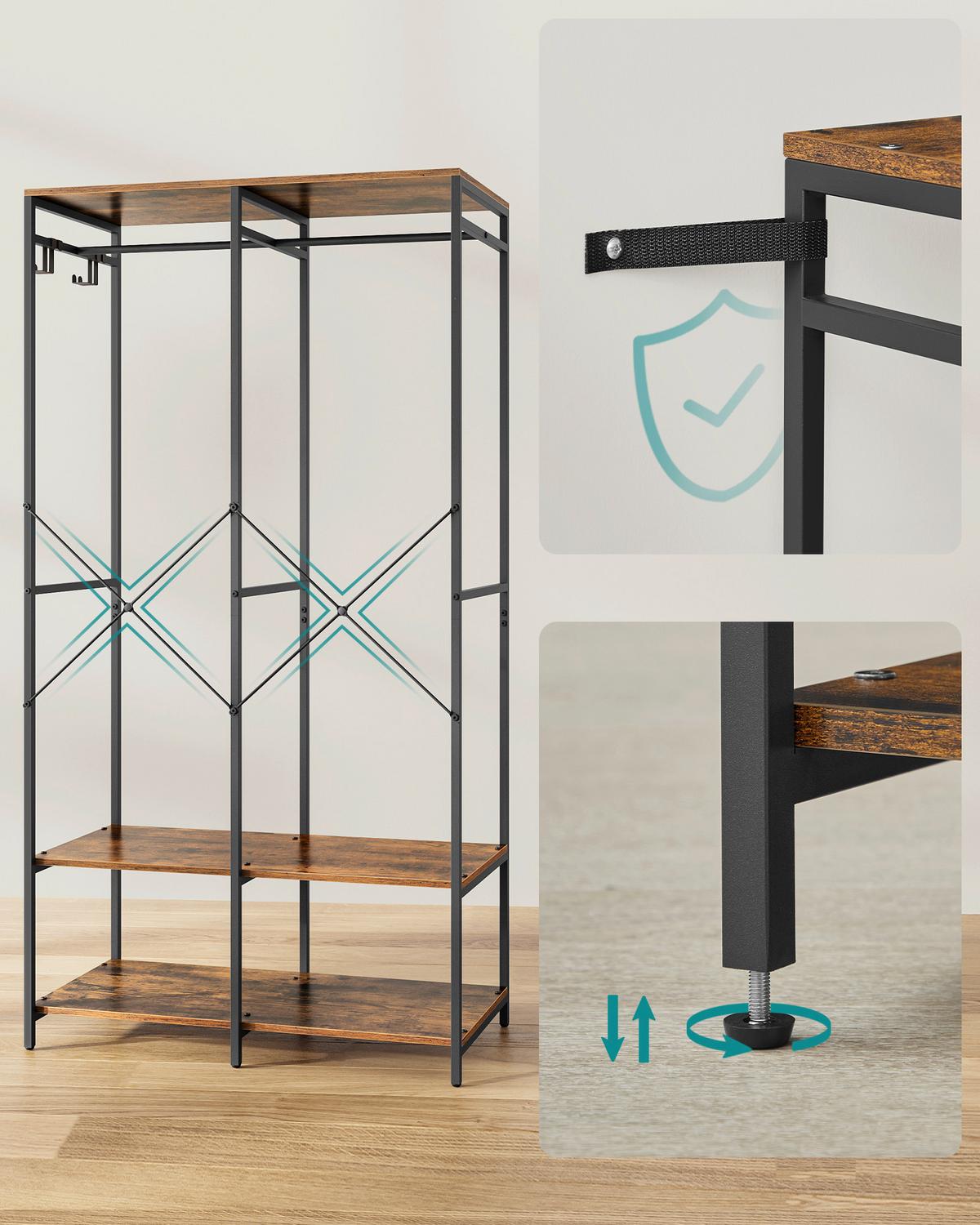 Kleiderschrank Schwarz B: 94,5 cm - Schwarz, Basics, Holzwerkstoff/Metall (94,5/180/40cm)