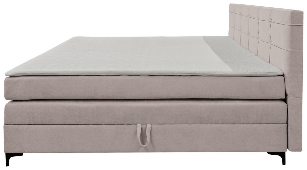 Boxspringbett Mitto mit Topper 160x200 cm - Lavagrau/Schwarz, KONVENTIONELL, Textil/Metall (160/200cm)
