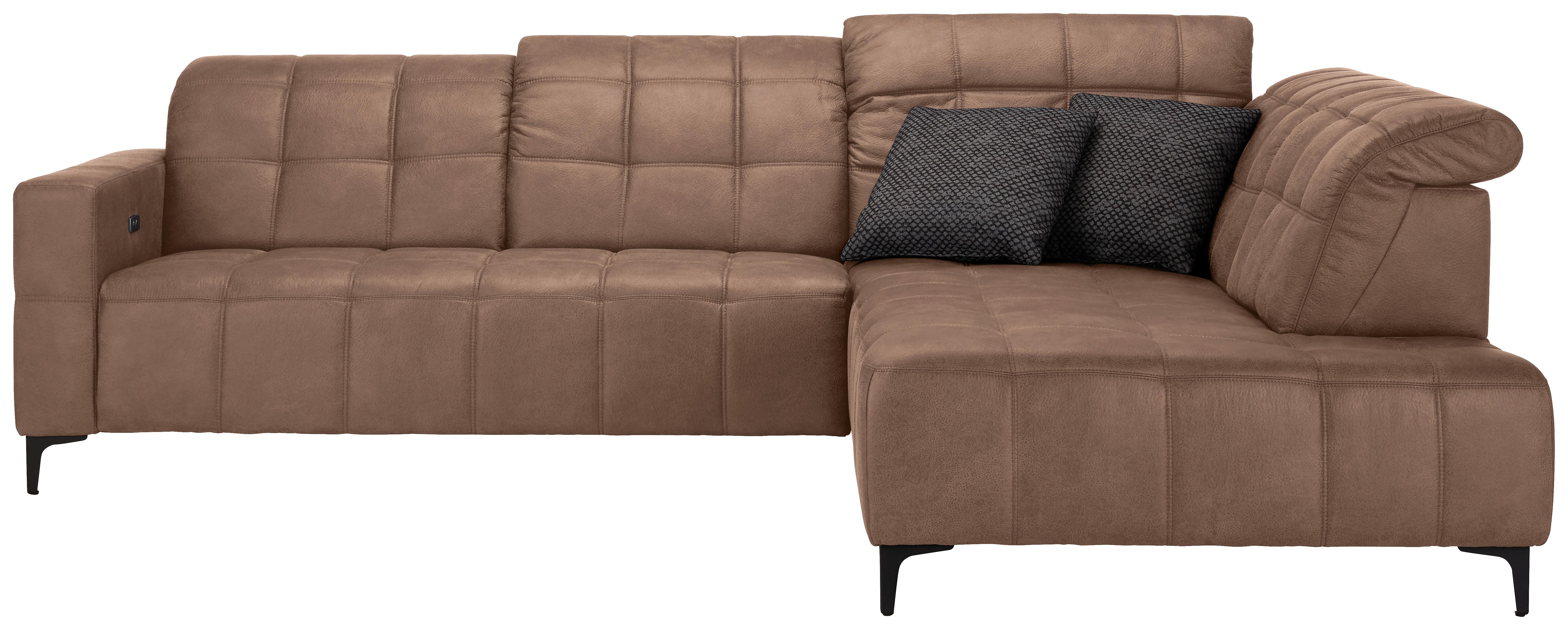 Rohová sedačka PANAMA, pravá, terakota - čierna/terakotová, Konventionell, kov/textil (304/89-102/216cm) - Premium Living