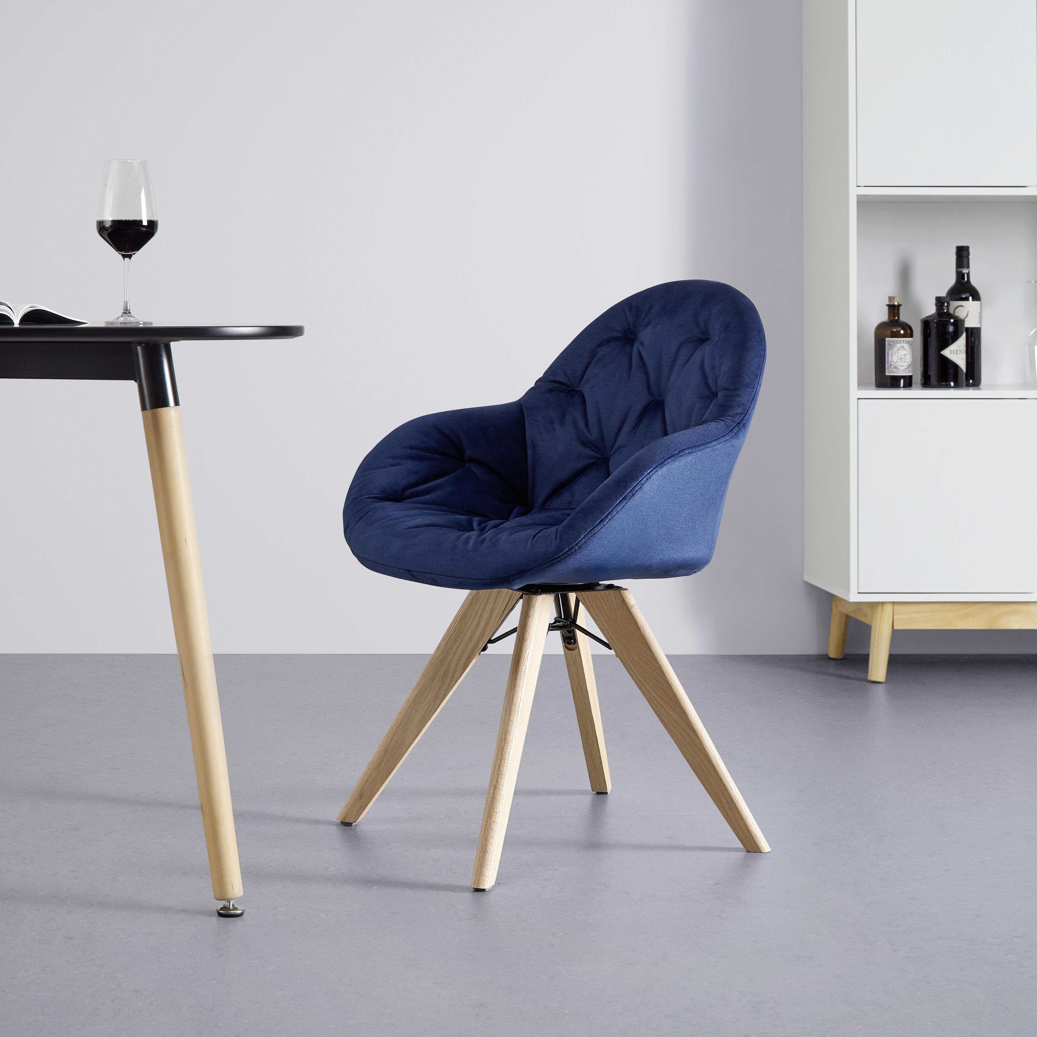 Jídelí Židle Lore Modrá - modrá/přírodní barvy, Moderní, kov/dřevo (59/84/60cm) - Livetastic