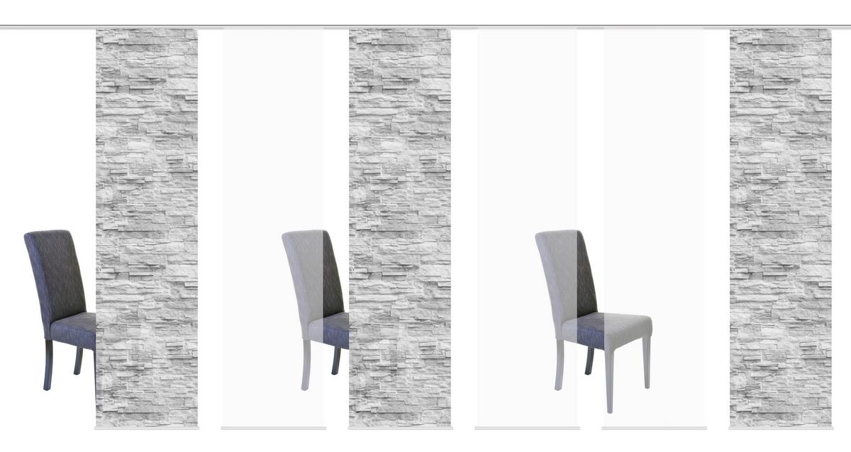 Flächenvorhang 6er Set Wallis - Anthrazit, Design, Textil (60/245cm) - Schmidt W. Gmbh