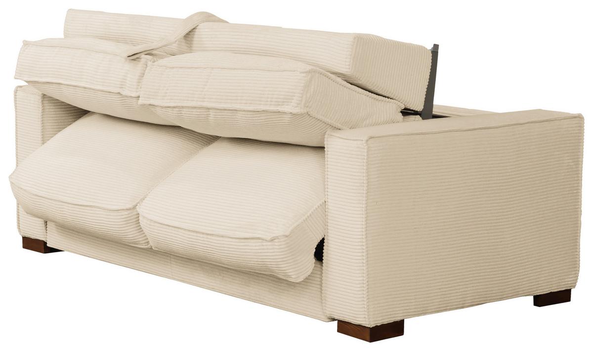 Schlafsofa Texas Creme Cord, B: 203 cm - Dunkelbraun/Creme, Design, Textil (203/85/99cm) - MID.YOU