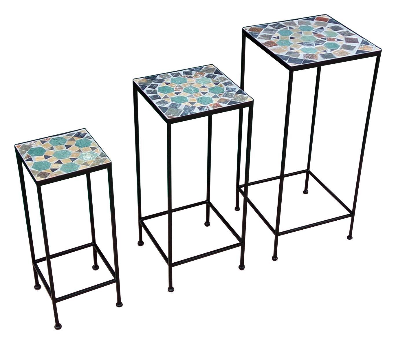 Virágtartó Asztal Zoey - Színes/Fekete, modern, Kerámia/Fém (30/70/30/26/61/26/20/51/20cm)