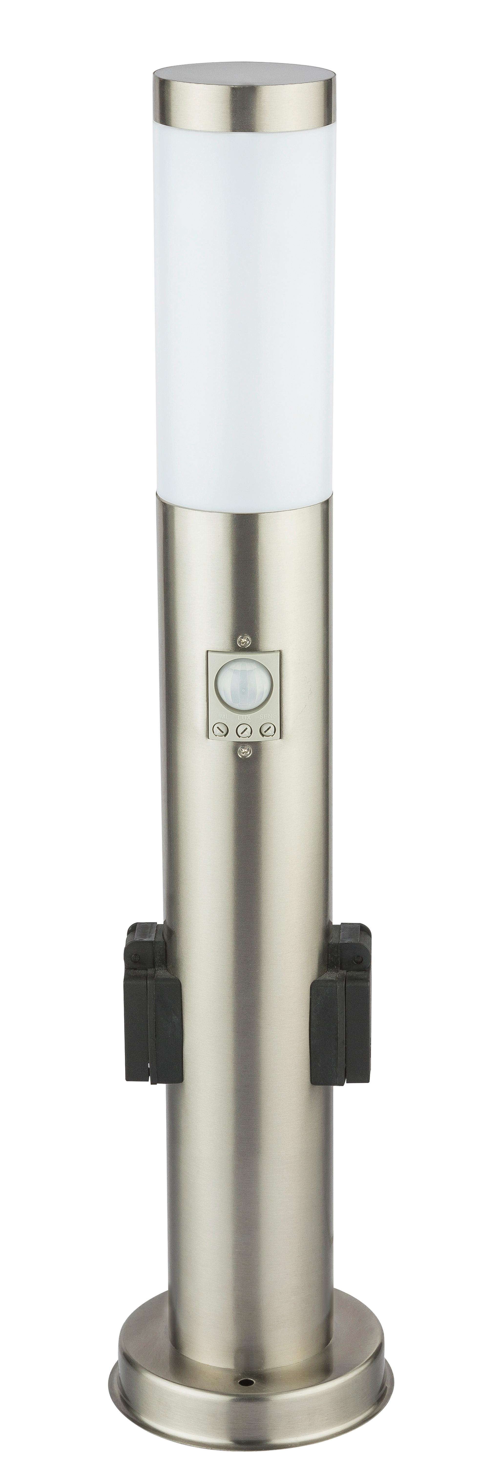 Außenleuchte Mit Bewegungsmelder 23 W - Edelstahlfarben/Opal, Basics, Kunststoff/Metall (13,1/60cm) - Globo