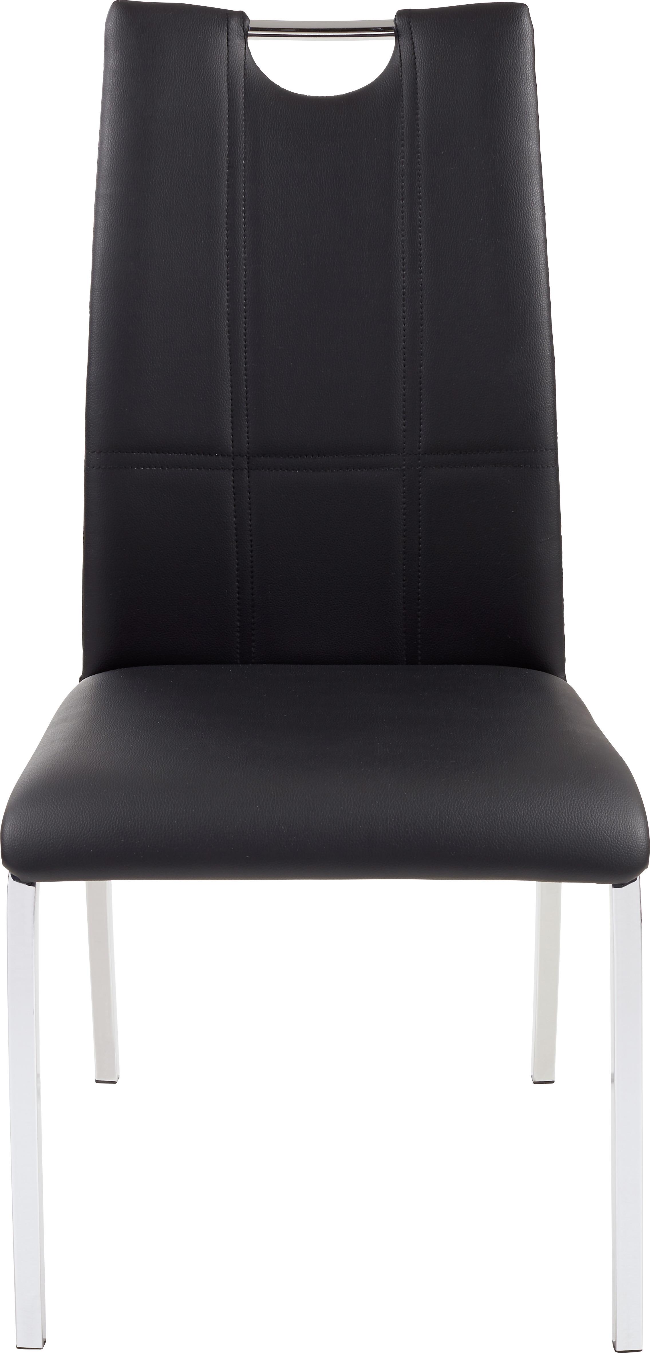 Esszimmerstuhl Mandy Lederlook Schwarz Gepolstert