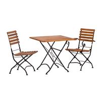 Gartengarnitur 3-tlg. Lindau Echtholz / Metall - Anthrazit/Akaziefarben, Basics, Holz/Metall (80/75/80cm) - Gardenson