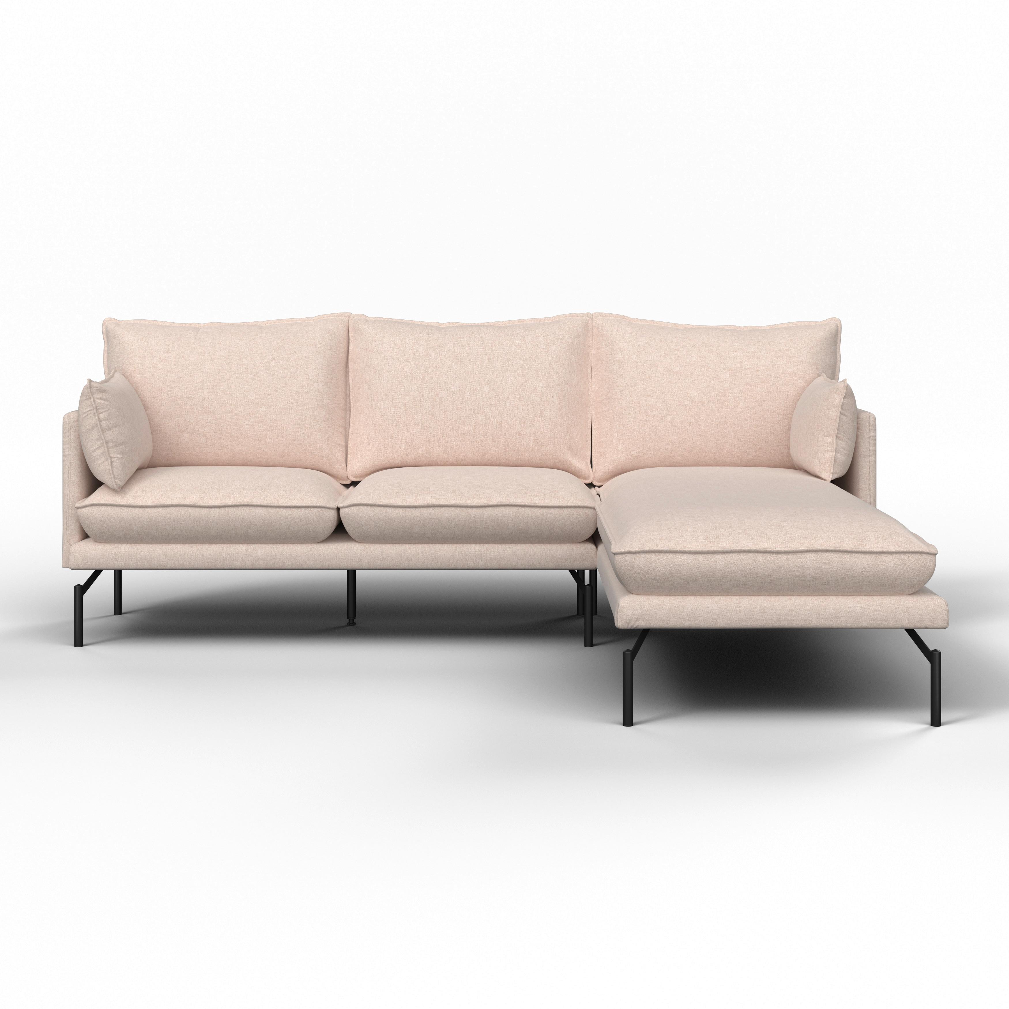 Rohová sedačka ROSA, pravá, béžová tkanina, vzhled lnu - černá/béžová, Moderní, kov/dřevo (226/163cm) - Bessagi Home