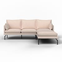 Rohová sedačka ROSA, pravá, béžová tkanina, vzhled lnu - černá/béžová, Moderní, kov/dřevo (226/163cm) - Bessagi Home