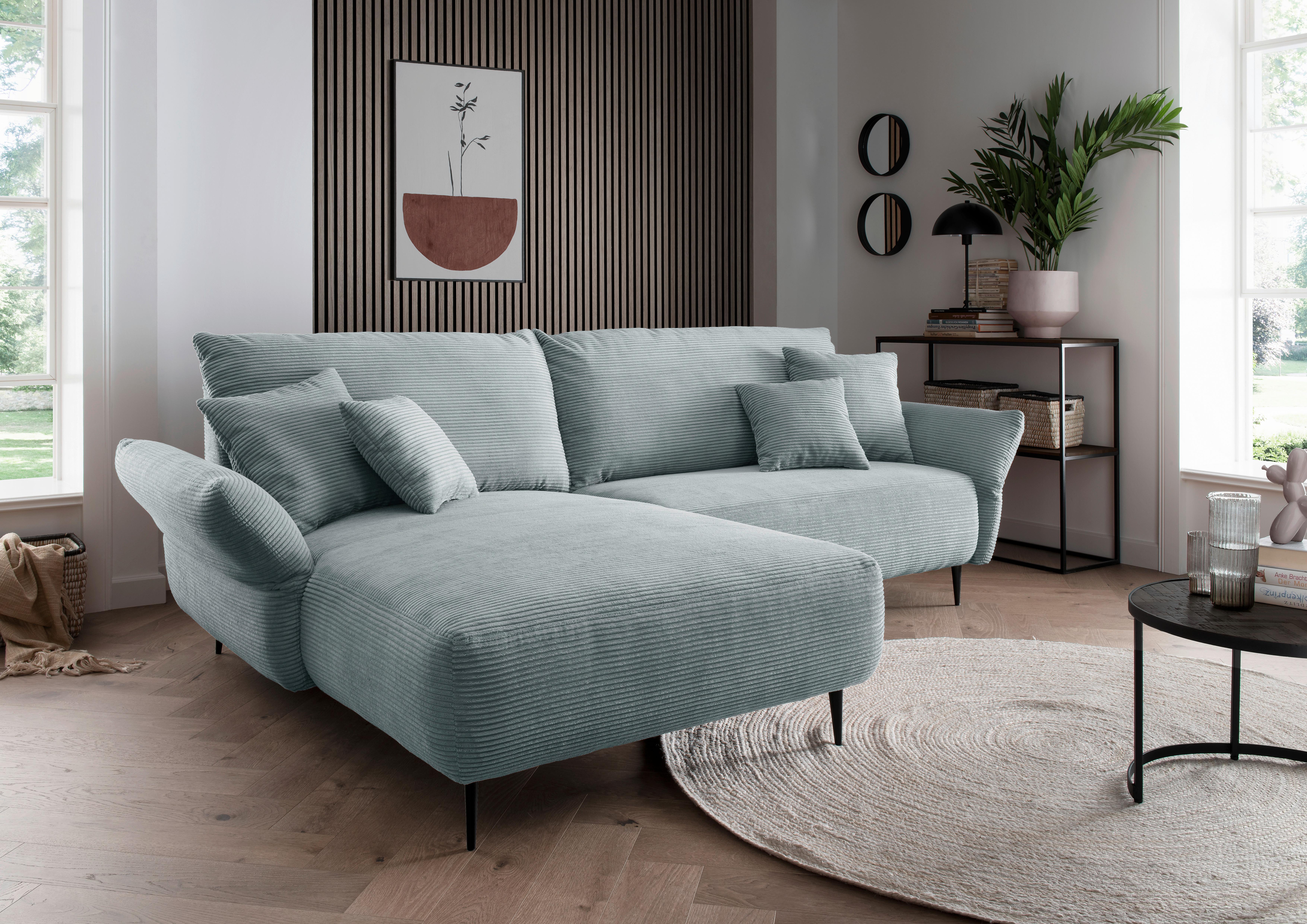 Ecksofa Vanilla Hellblau S: 178x264-302 Cm - Schwarz/Hellblau, Design, Textil (178/264-302cm) - Livetastic