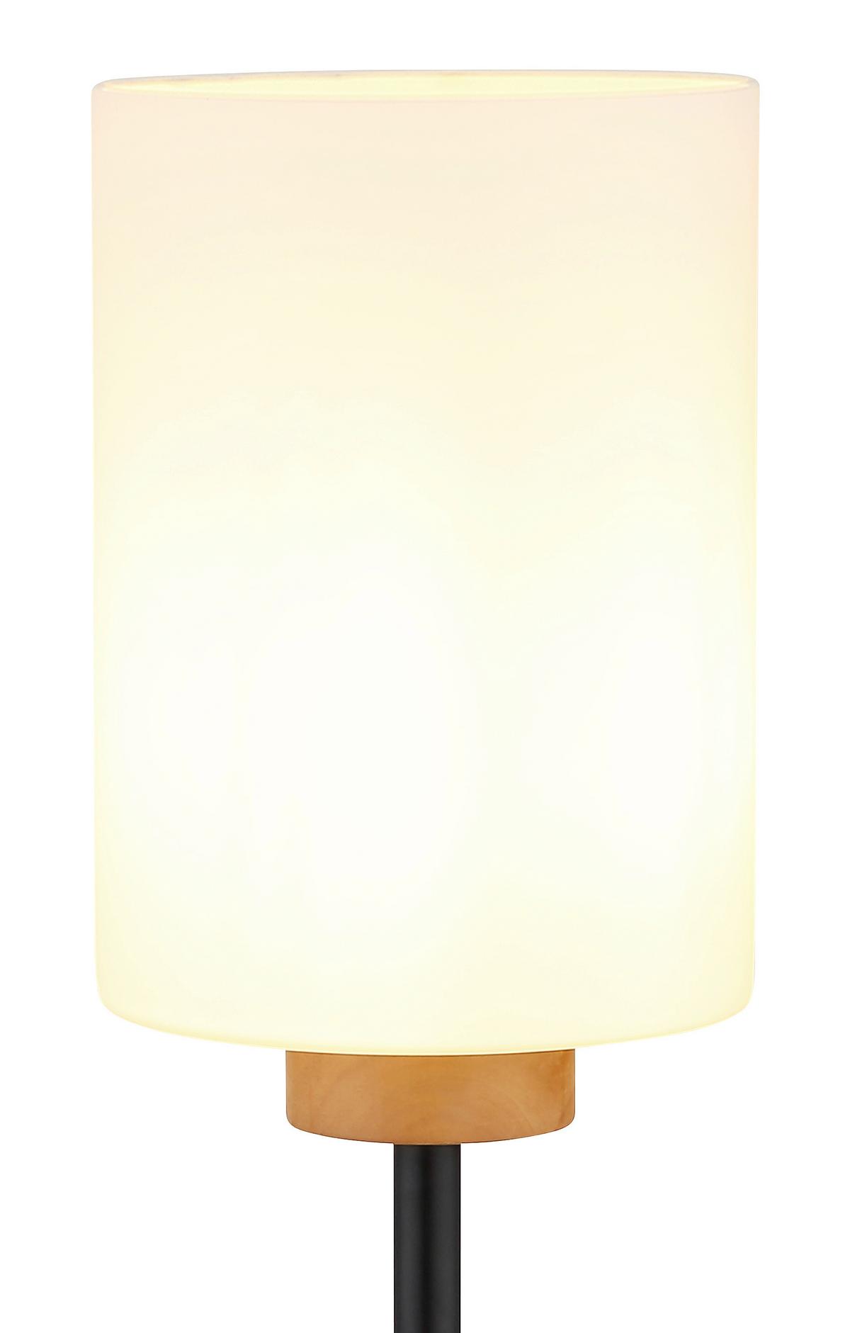STOJACÍ LAMPA ROWENA - bílá/barvy dubu, Design, kov/dřevo (25/150cm) - Globo