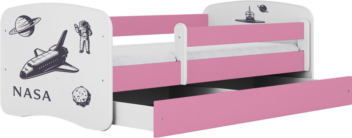 Kinder-/Juniorbett Babydreams Weiß/Pink B: 80cm - Pink/Birkefarben, MODERN, Holz/Holzwerkstoff (80/160cm) - MID.YOU