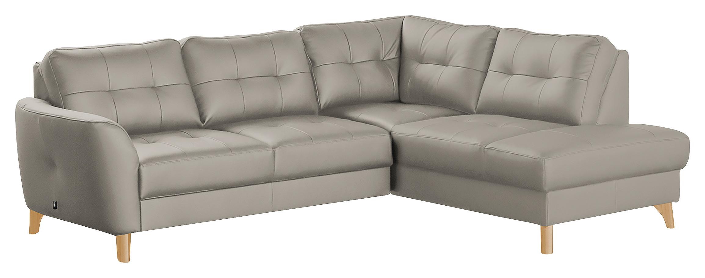 Ecksofa Nordic Platinfarben S: 236x190 cm - Platinfarben/Buchefarben, Design, Leder/Textil (236/190cm) - Livetastic