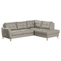 Ecksofa Nordic Platinfarben S: 236x190 cm - Platinfarben/Buchefarben, Design, Leder/Textil (236/190cm) - Livetastic