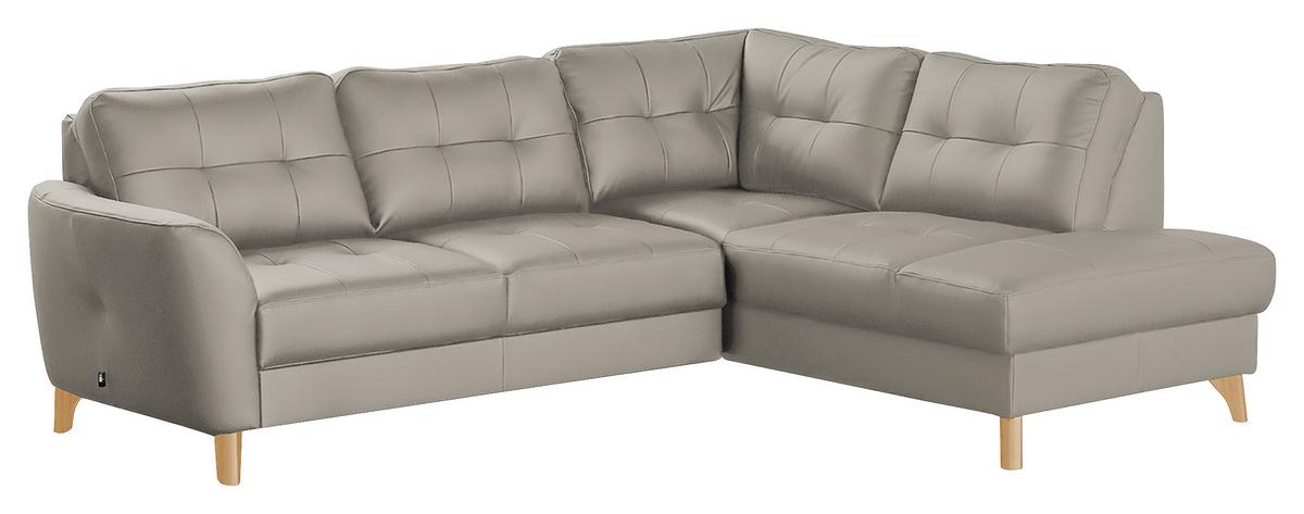 Ecksofa Nordic Platinfarben S: 236x190 cm - Platinfarben/Buchefarben, Design, Leder/Textil (236/190cm) - Livetastic