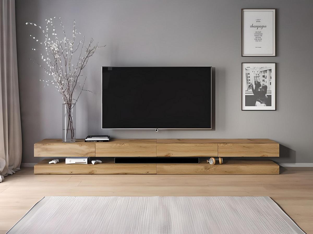 Lowboard Tv Stand Fly Double Eiche Wotan B: 280 Cm - Eiche Wotan, Design, Holzwerkstoff (280/25/34cm) - MID.YOU