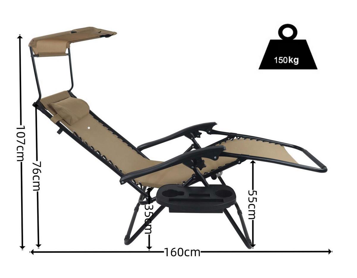 Gartenliege Maltosa Xl Klappbar, Beige - Beige, MODERN, Textil/Metall (64/133/91cm) - Gardenson