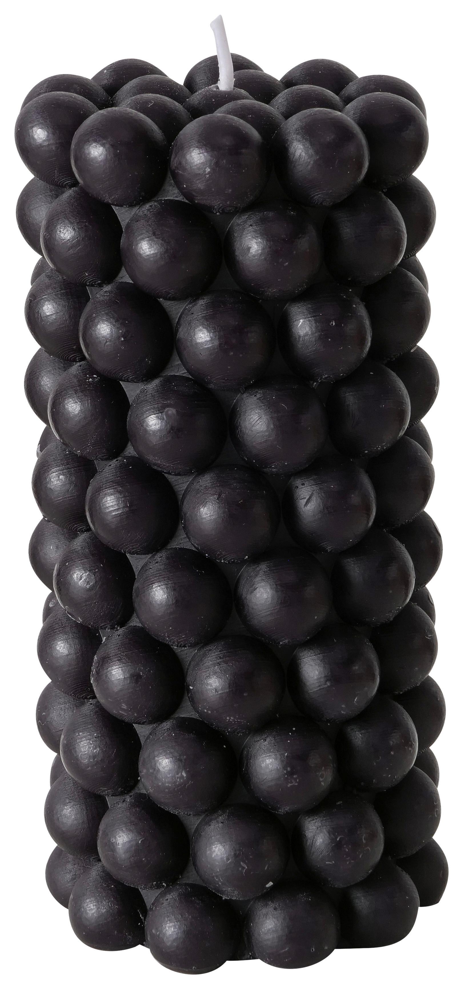 Válcová Svíčka Pearls Ii - černá, Moderní, přírodní materiály (7/14cm) - Modern Living