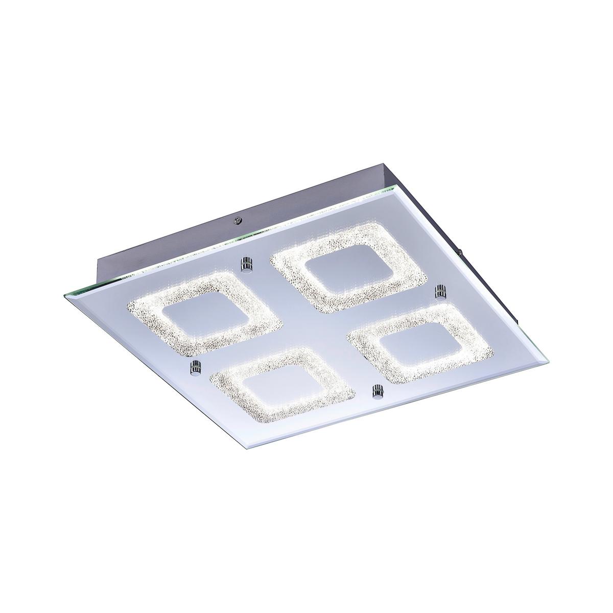 Led-deckenleuchte Lisa L: 36 Cm, Rechteckig - Chromfarben, KONVENTIONELL, Glas/Metall (36/36/6,3cm)