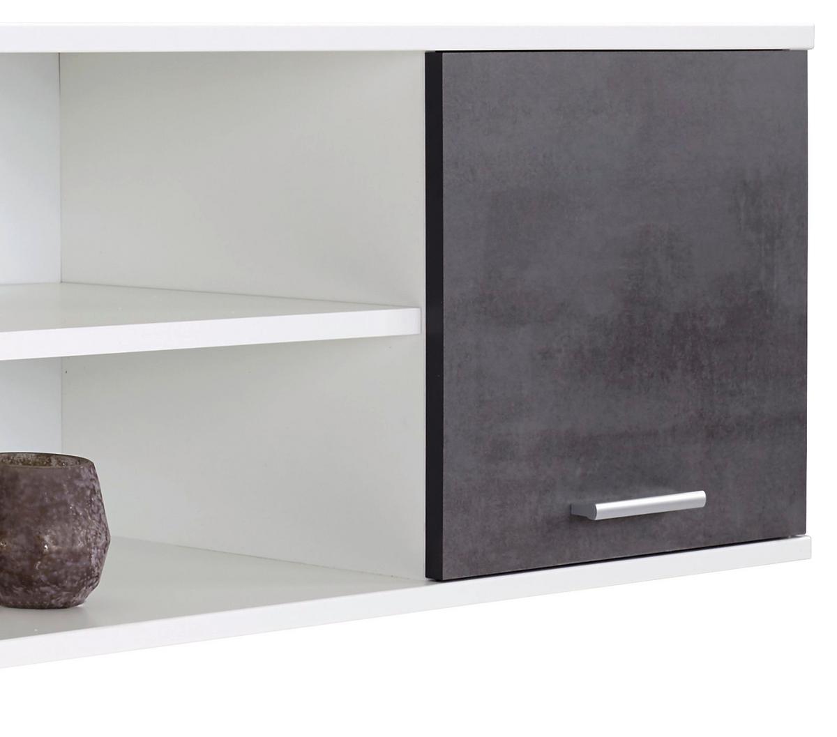 Hängeelement Star B: 204 cm Weiß/Betonoxid + Offene Fächer - Dunkelgrau/Weiß, KONVENTIONELL, Holzwerkstoff (204/40,6/38cm)