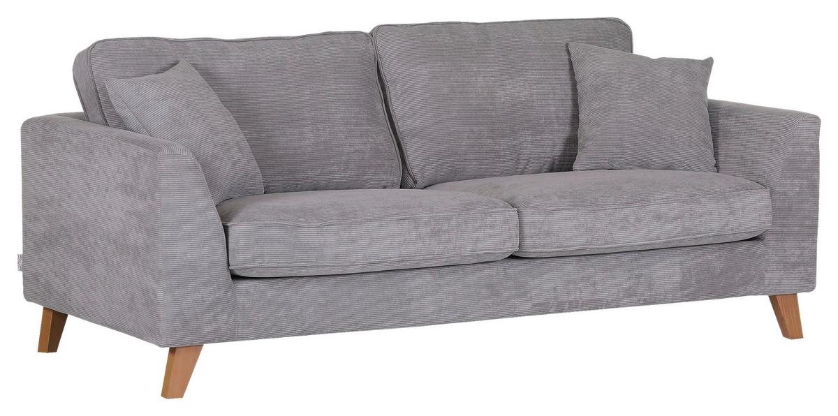 3-Sitzer-Sofa Rimini, Grau B: 200 cm - Buchefarben/Grau, Design, Textil (200/63/90cm) - MID.YOU