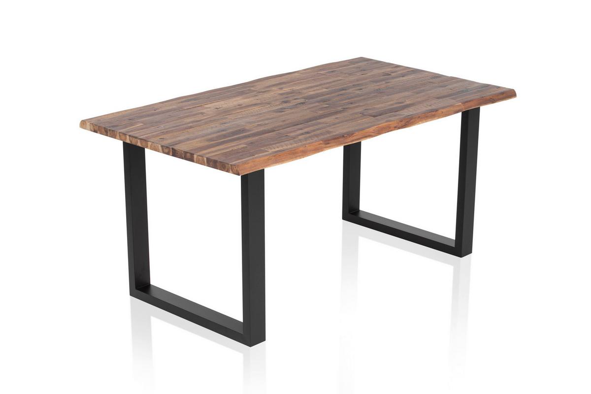 Esstisch Akazie Massiv/schwarz 140x80 - Schwarz/Naturfarben, MODERN, Holz/Metall (140/80/75cm) - Livetastic