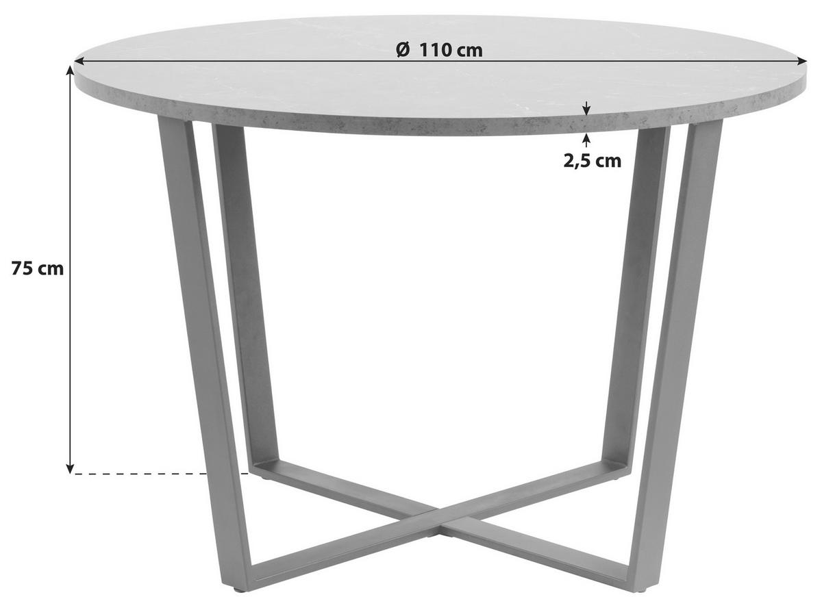 Esstisch Rund Amble 110x110x75 Cm Schwarz - Schwarz, Design, Holzwerkstoff/Metall (110/110/75cm) - Carryhome