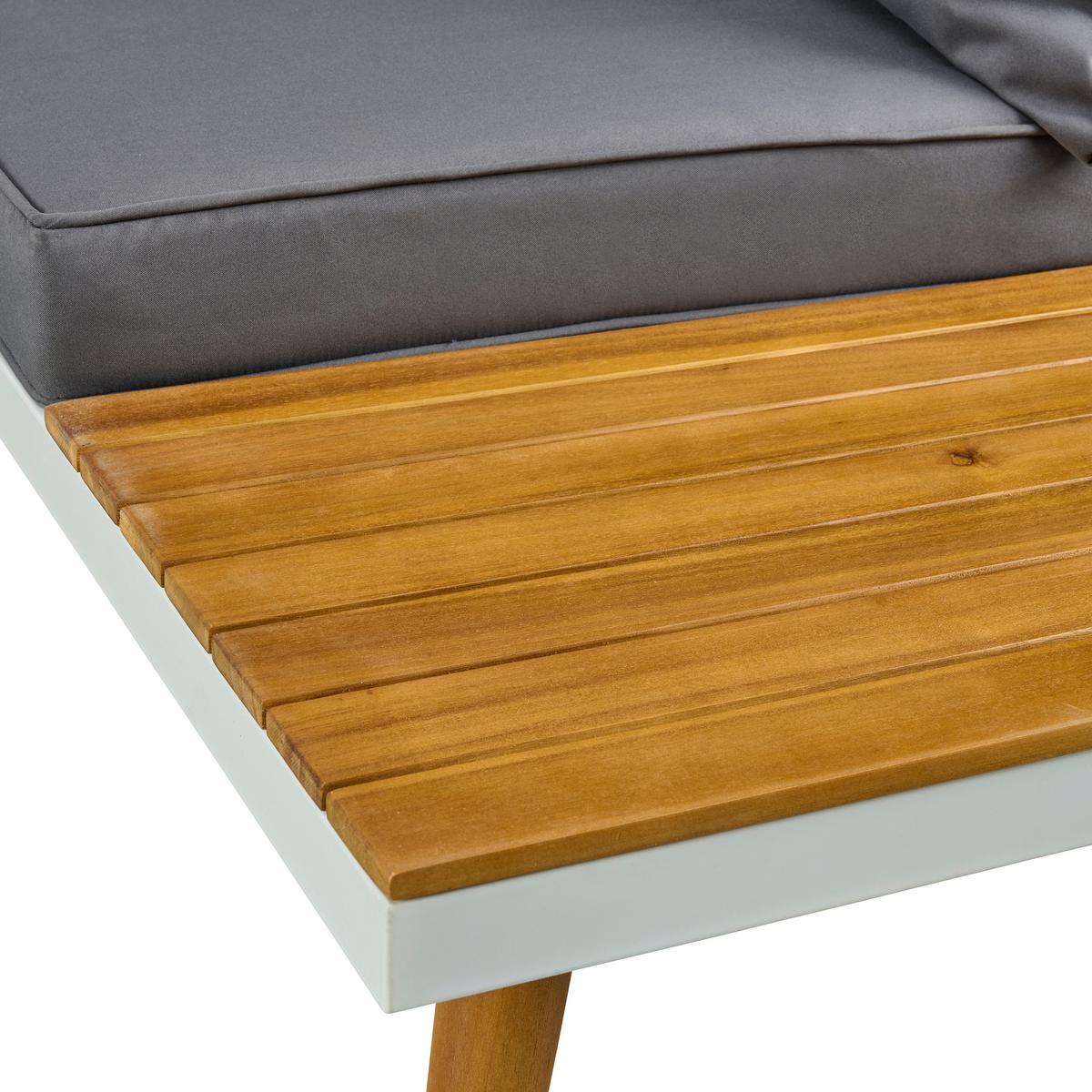 Loungegarnitur 3 Tlg. Madeira Aus Stahl/holz Mit Kissen - Dunkelgrau/Weiß, MODERN, Holz/Textil (90/30/70cm) - Beldano
