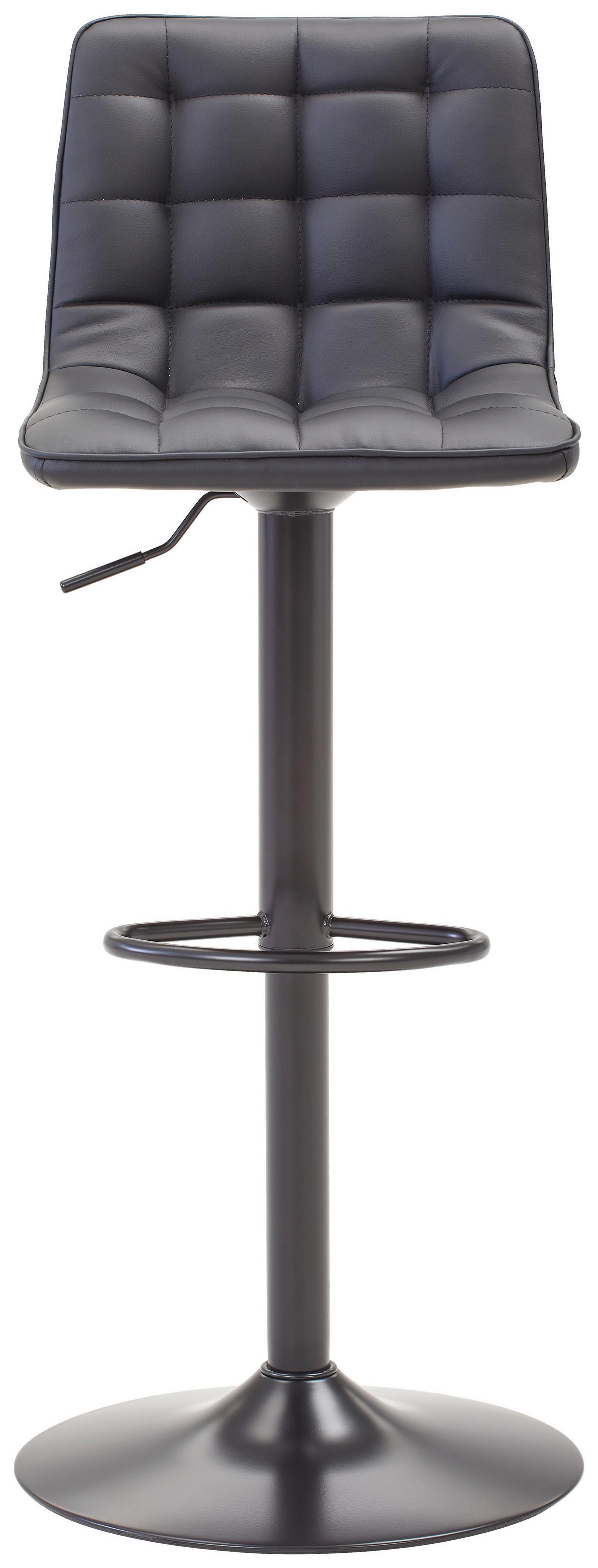 Barhocker Elias Schwarz höhenverstellbar, B: 42 cm - Schwarz, MODERN, Textil/Metall (42/109,5/52cm) - Livetastic