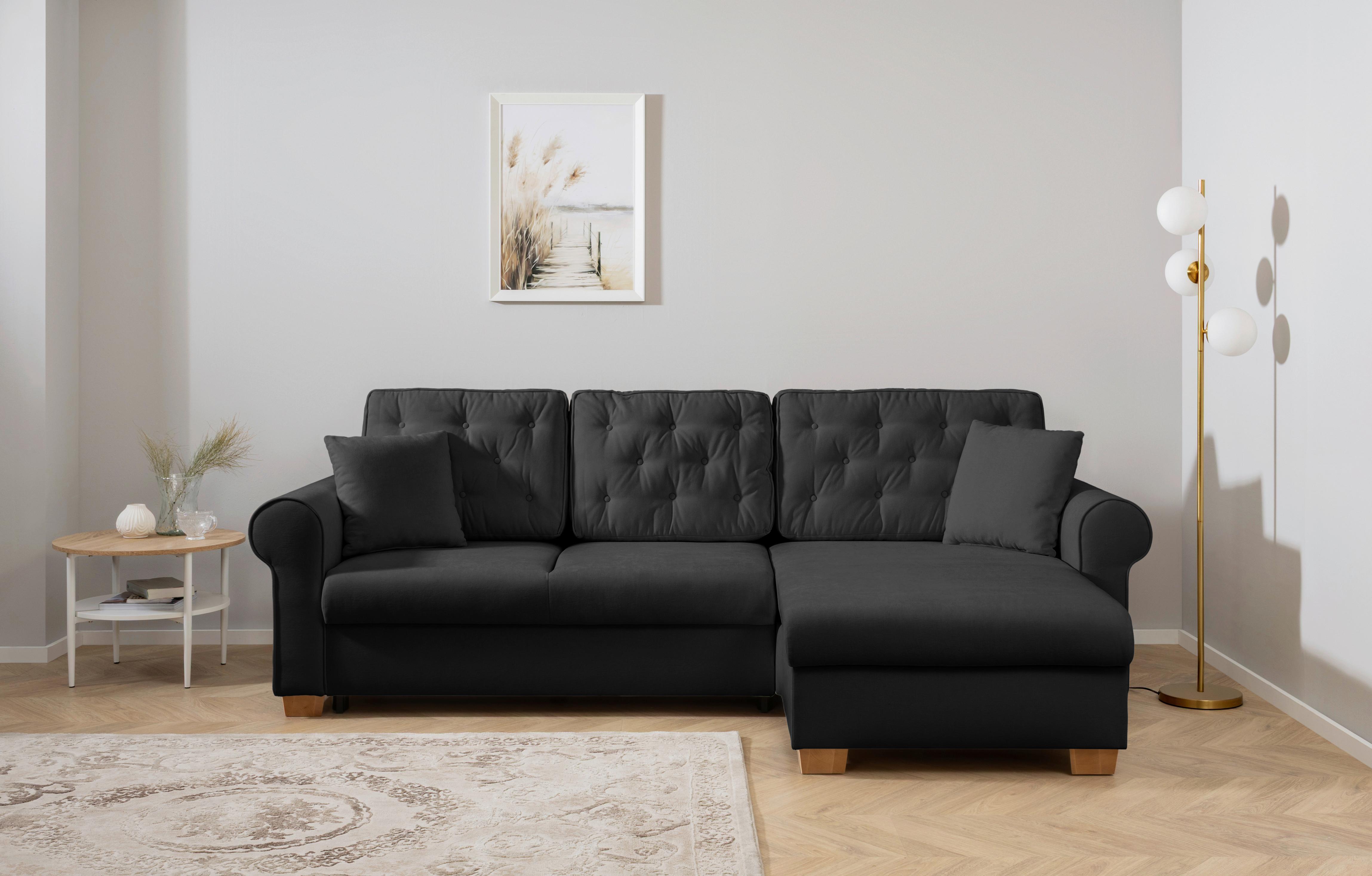 Ecksofa Arles Anthrazit 99 S: 266x161 Cm - Anthrazit/Buchefarben, Design, Textil (266/161cm) - MID.YOU