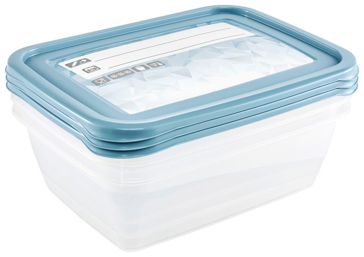 Gefrierdose 5er-Set Mia ca. 0,5 L - Blau/Weiß, KONVENTIONELL, Kunststoff (15,5/10,5/6cm)