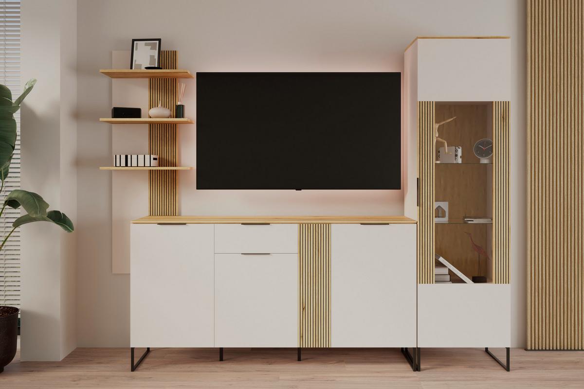 Sideboard King Eichefarben/Kaschmir B: 170cm - Kaschmir/Eichefarben, MODERN, Holzwerkstoff (170/90/40cm)