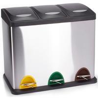 Treteimer 24l Silberfarben Metall LxBxH: 46x26,5x39,5 cm - Silberfarben/Schwarz, Basics, Kunststoff/Metall (46/26,5/39,5cm)