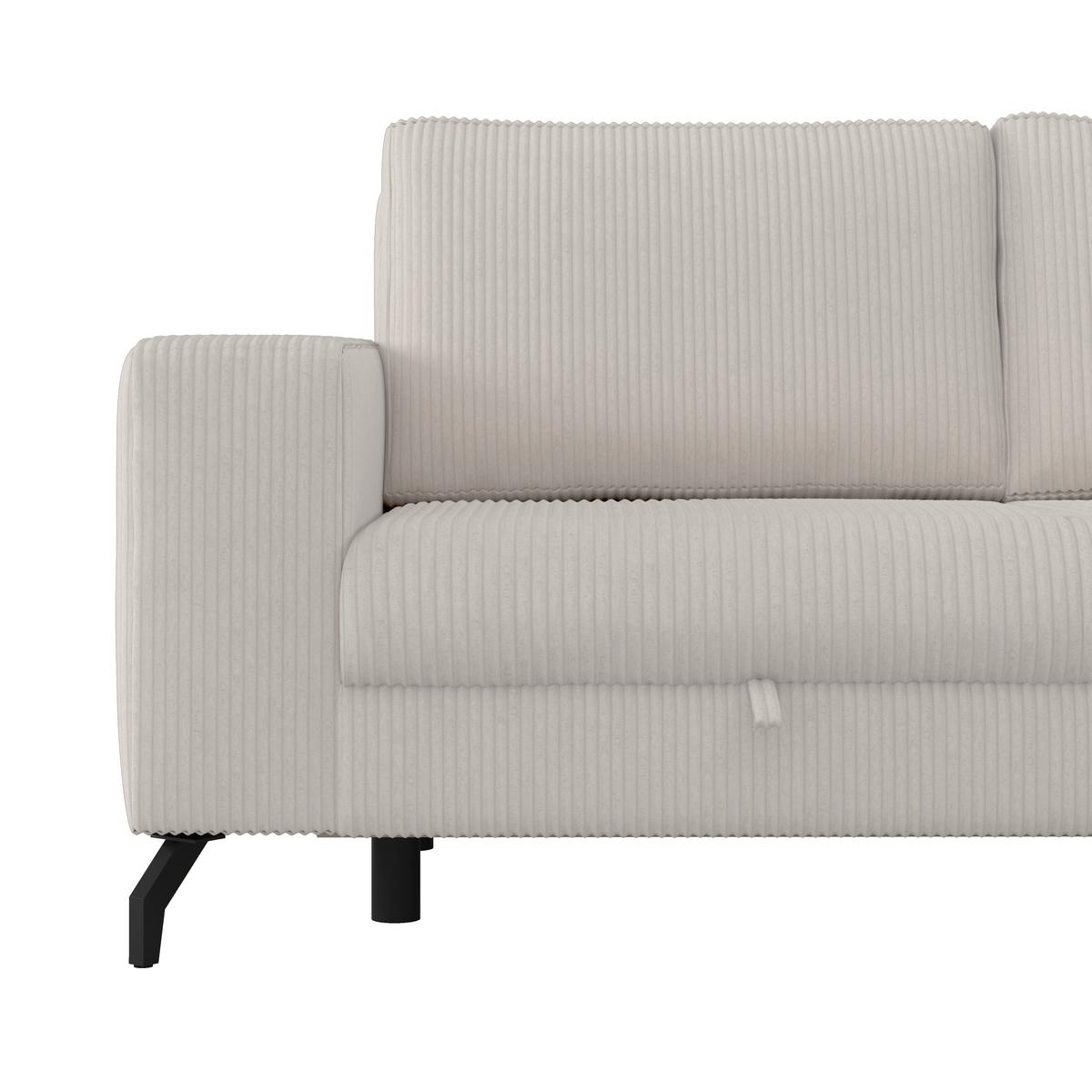 Ecksofa mit Bettkasten Cloud Perlmutt Cord 290x178 cm - Perlmutt, Trend, Textil (290/178cm)