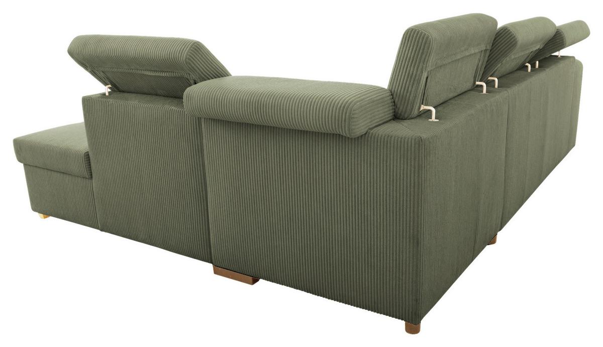 Ecksofa Sirius L olivgrün, 267x218cm - Eichefarben/Olivgrün, KONVENTIONELL, Holz/Holzwerkstoff (267/218cm)