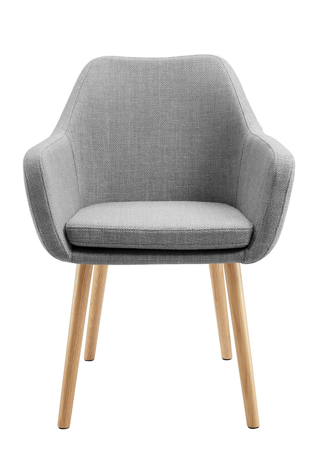 Armlehnstuhl Hellgrau B: 62cm - Hellgrau/Naturfarben, MODERN, Holz/Textil (62/84/60cm) - Livetastic