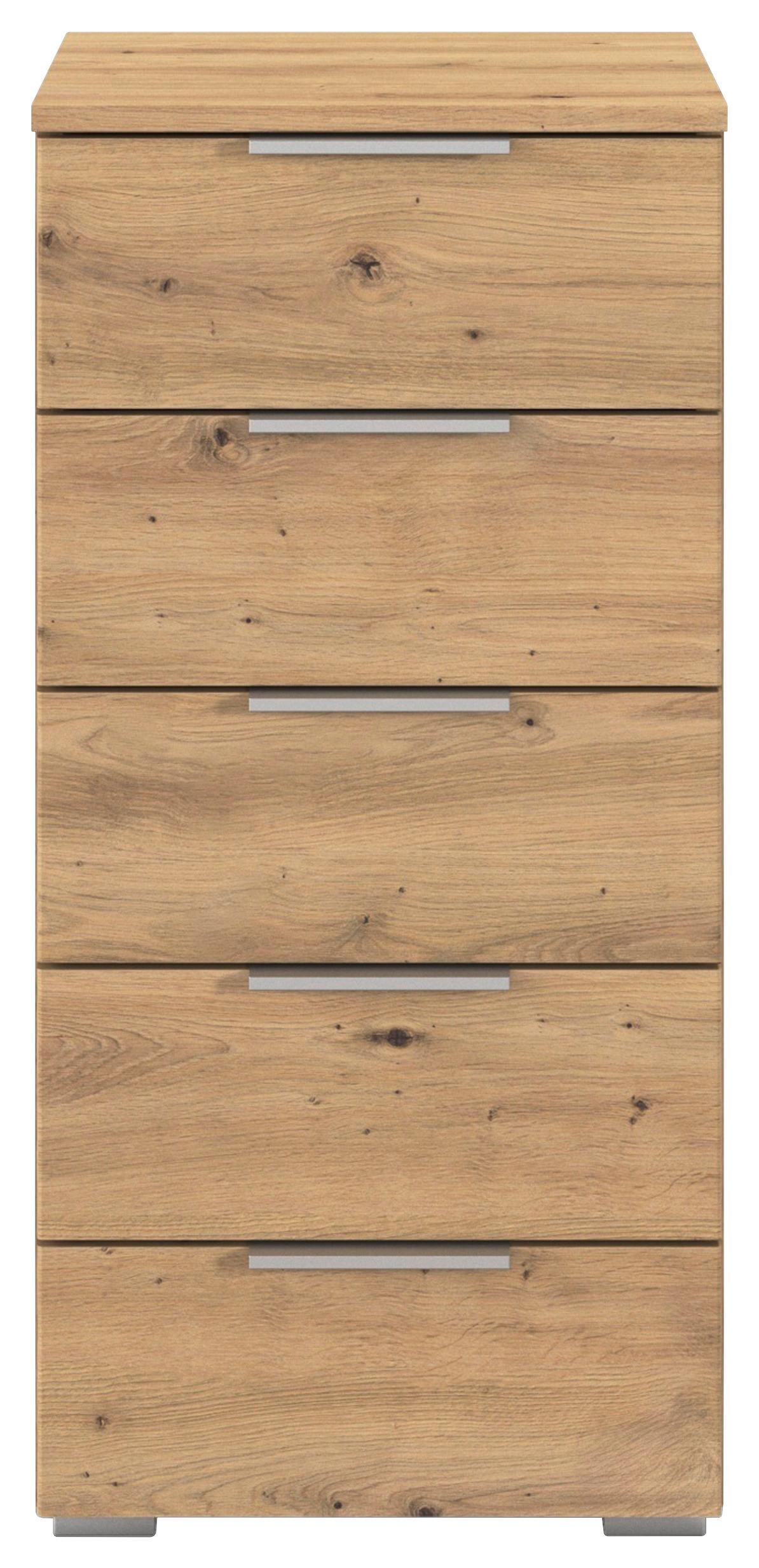 Nachtkästchen Mars 5l Eiche Artisan B: 84 cm - Alufarben/Eiche Artisan, Basics, Holzwerkstoff (40/84/40cm)