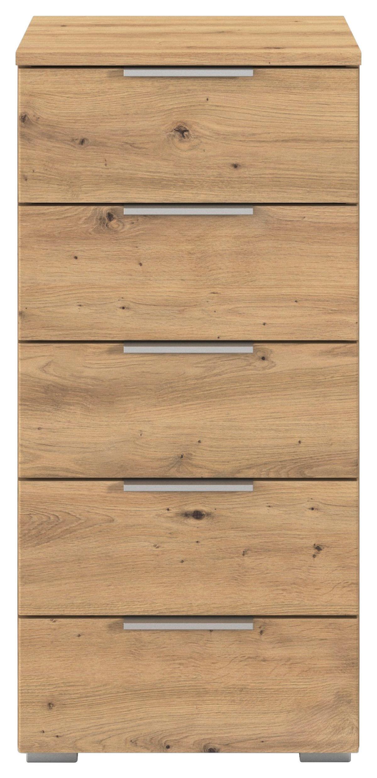 Nachtkästchen Mars 5l Eiche Artisan B: 84 cm - Alufarben/Eiche Artisan, Basics, Holzwerkstoff (40/84/40cm)