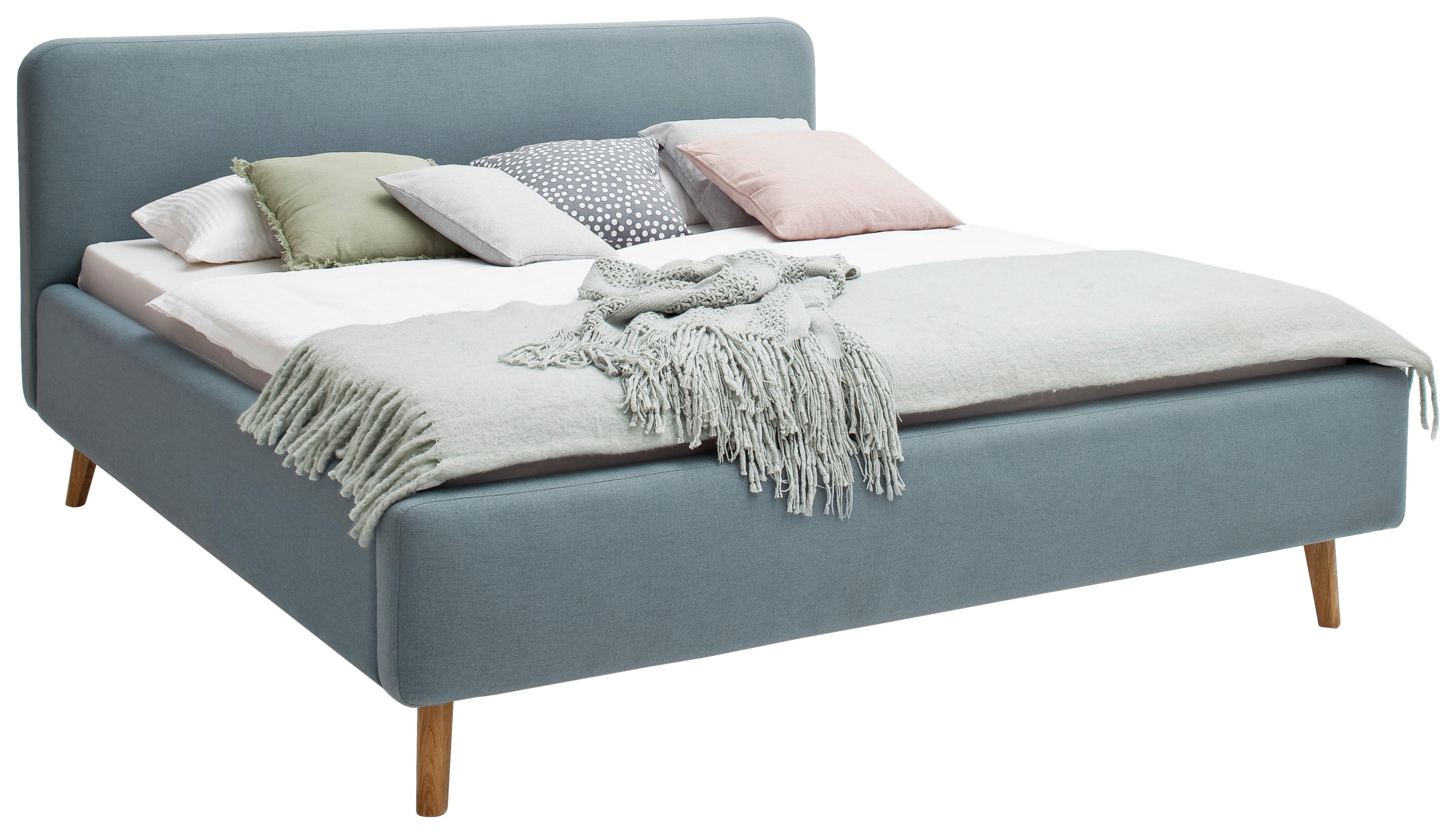 Polsterbett 140x200 cm Mattis Hellblau - Eichefarben/Hellblau, Design, Textil (140/200cm) - Livetastic