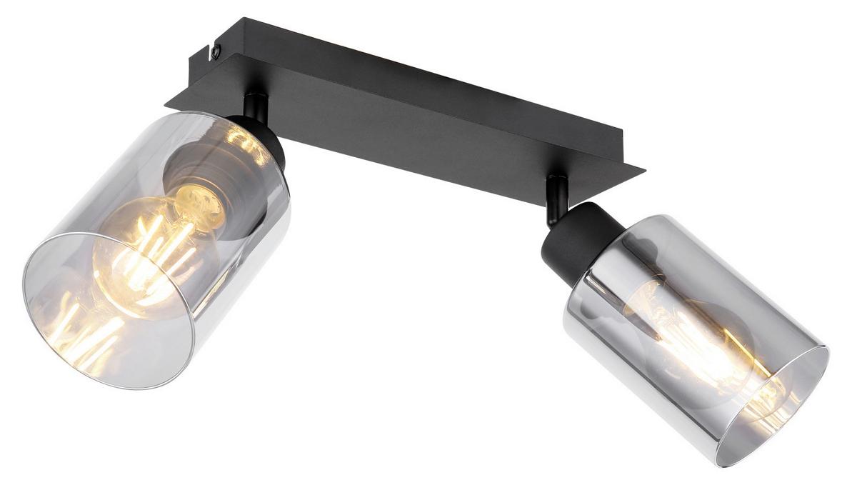 Strahler Hadera Schwarz L: 27 cm - Schwarz, Design, Glas/Metall (27/9/21.5cm) - Globo