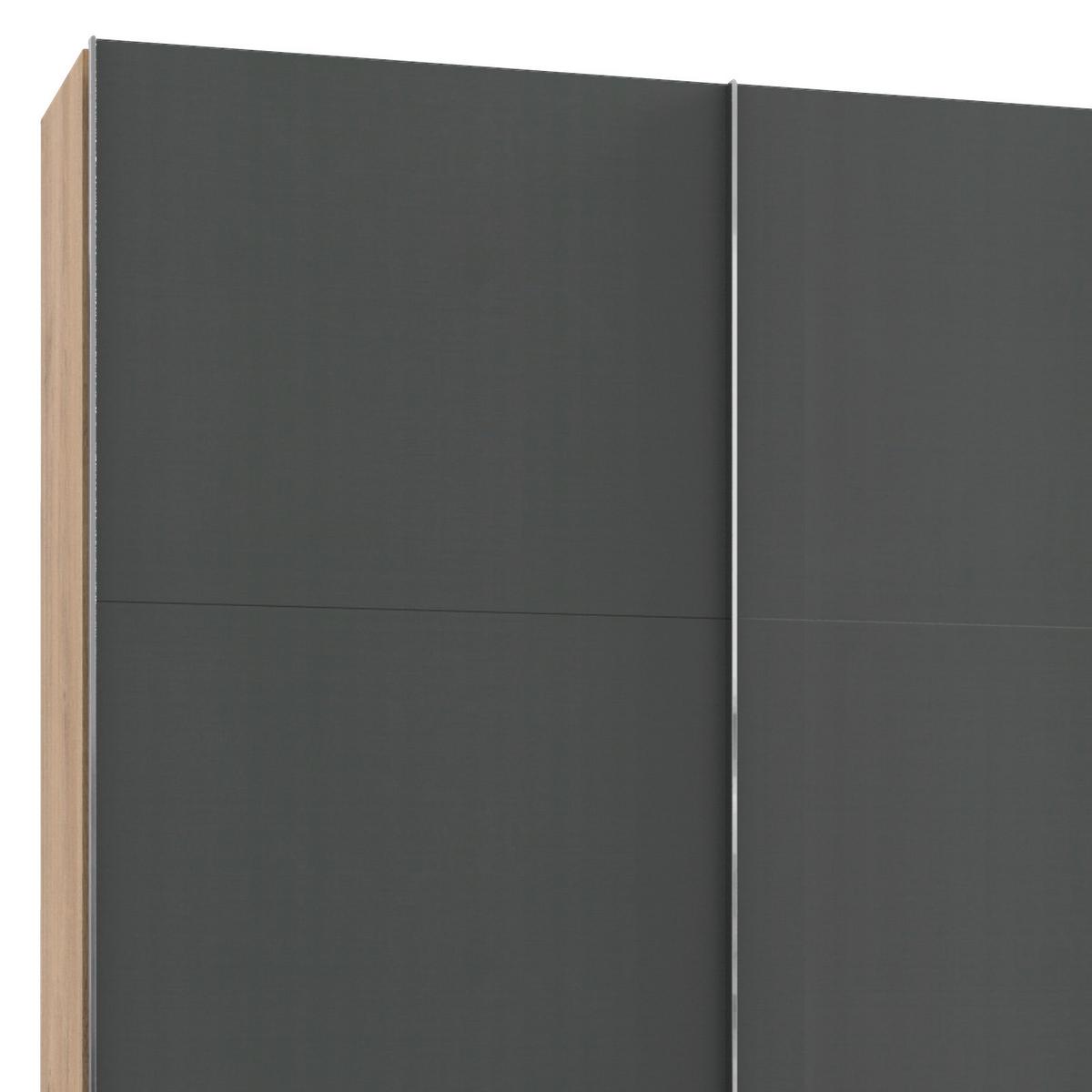 Schwebetürenschrank Mit Laden 350cm Level 36a, Graphit/eiche - Eichefarben/Graphitfarben, Basics, Holzwerkstoff (350/216/65cm) - MID.YOU
