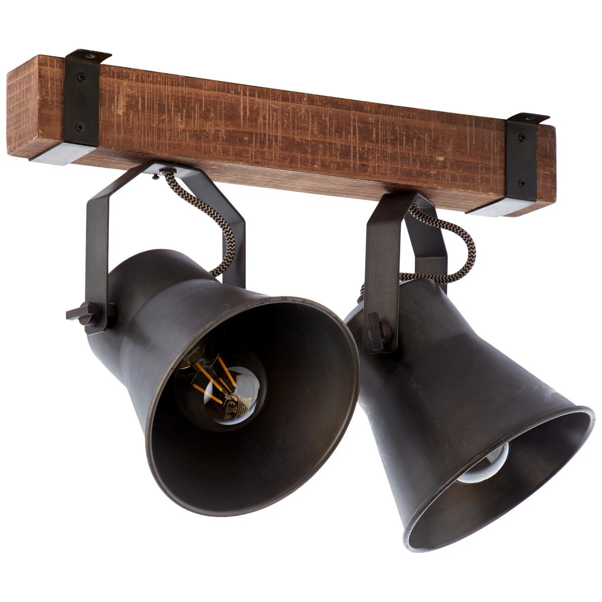 Strahler Plow 2-flammig Drehbar, Schwenkbar L: 40 Cm - Schwarz, Design, Holz/Metall (40/24cm) - Brilliant