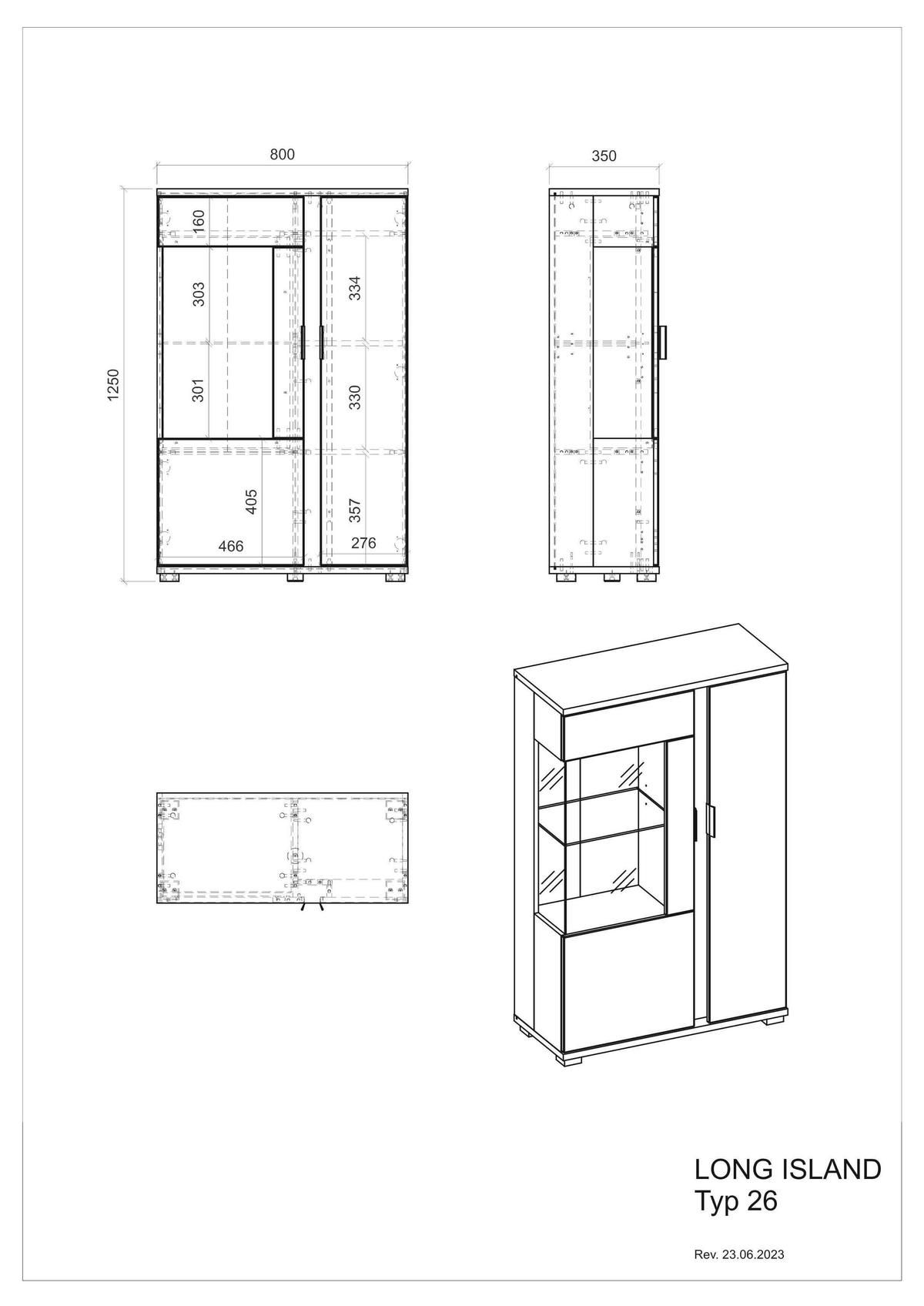 Vitrine Long Island Weiß/eiche Wotan B: 80 Cm - Silberfarben/Eiche Wotan, Design, Glas/Holzwerkstoff (80/125/35cm) - MID.YOU