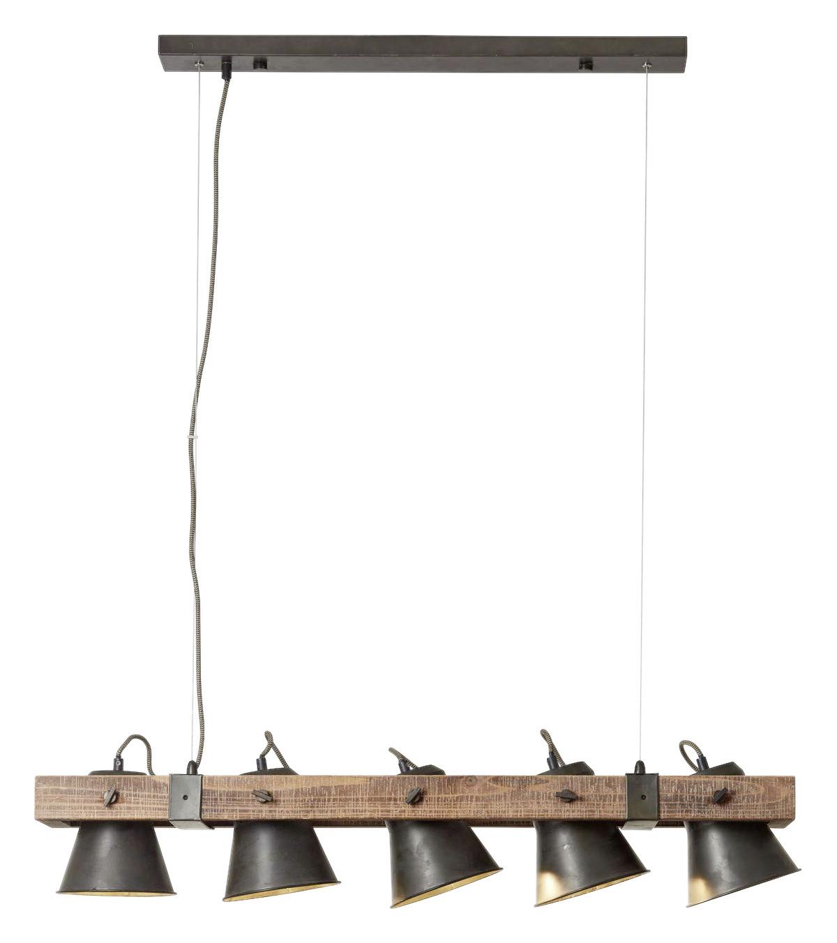 Hängeleuchte 82175/46 Plow - Schwarz, Natur, Holz/Metall (95/20/115cm) - Brilliant