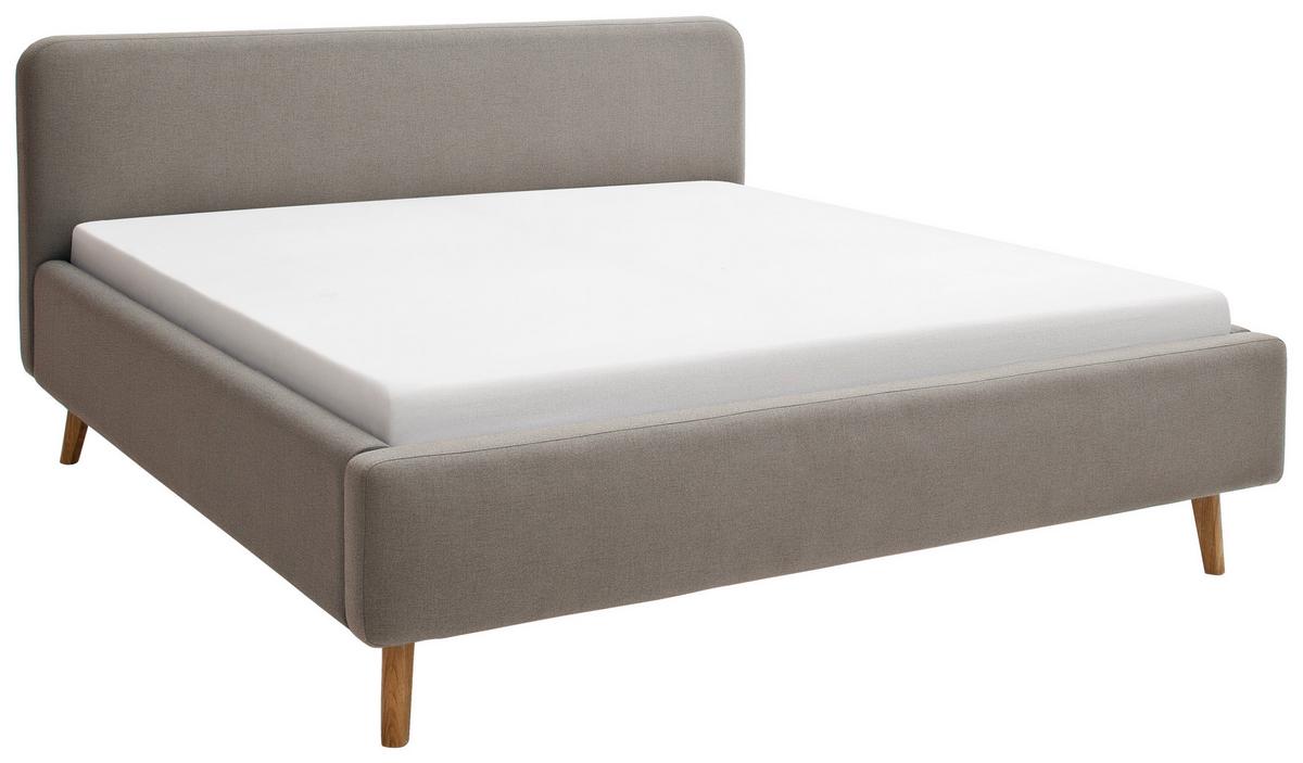 Polsterbett Mattis 180x200cm Taupe, Inkl. Bettkasten - Taupe/Eichefarben, Design, Holz/Textil (180/200cm) - Livetastic