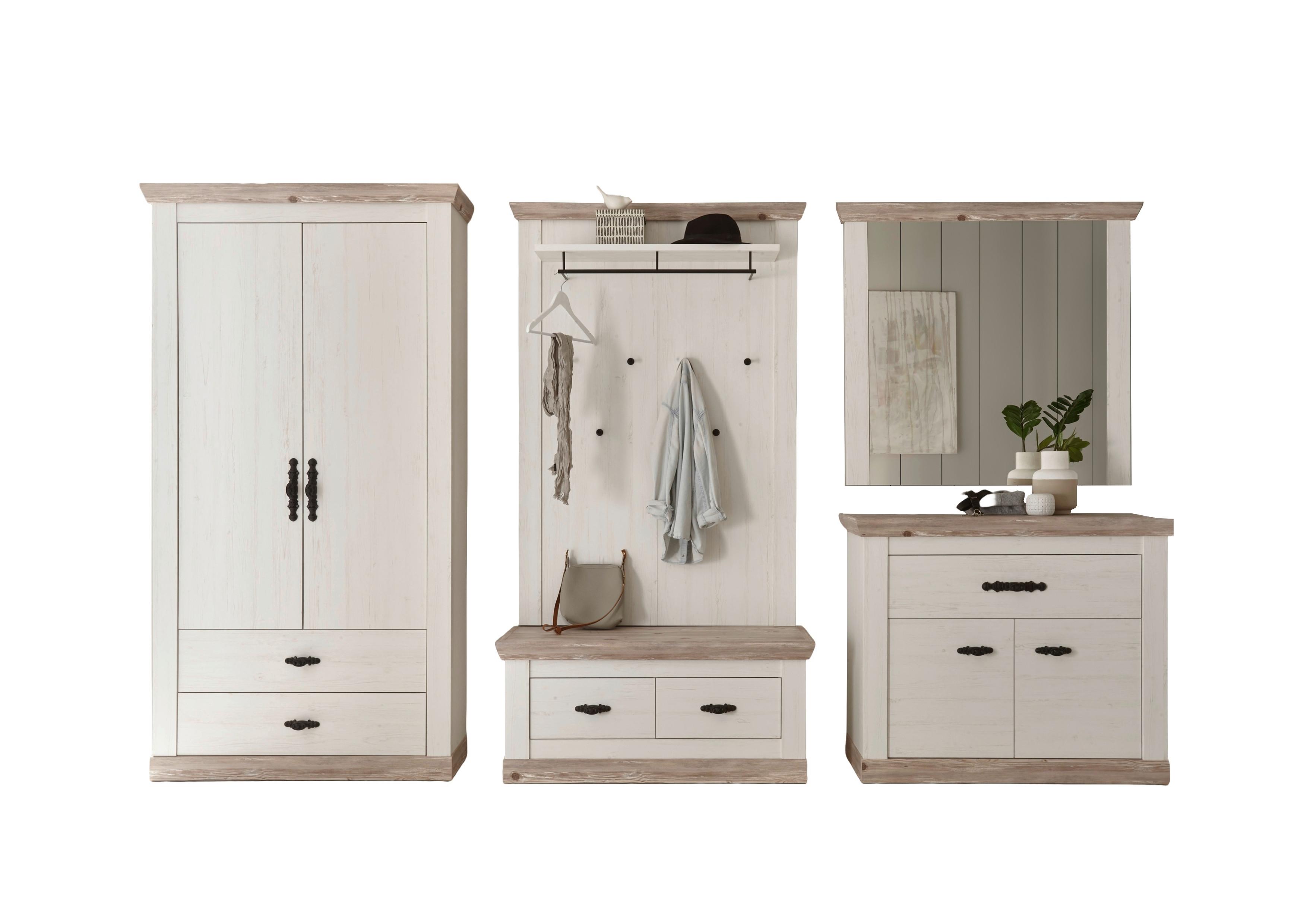 Garderobe Florenz Pinienfarbe/Hellbraun 341cm - Hellbraun/Pinienfarben, Design, Holzwerkstoff (341/201/45cm) - MID.YOU