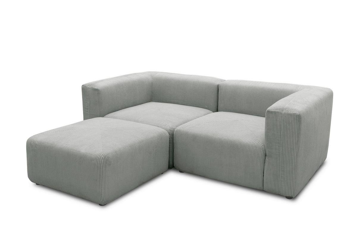 Ecksofa Hellgrau B: 216 Cm - Hellgrau/Schwarz, Design, Textil (216/69/193cm) - MID.YOU