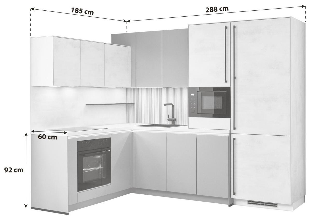 Eckküche Sidney/riga - Sandfarben/Koralle, Basics, Holzwerkstoff (185/288cm) - Vertico