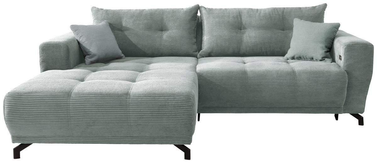 Ecksofa Restato Hellblau S: 177/246 Cm - Schwarz/Hellblau, MODERN, Holz/Textil (177/246cm) - MID.YOU